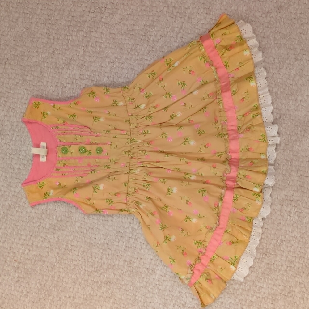 Matilda Jane Tan Dress with Pink and Green Floral